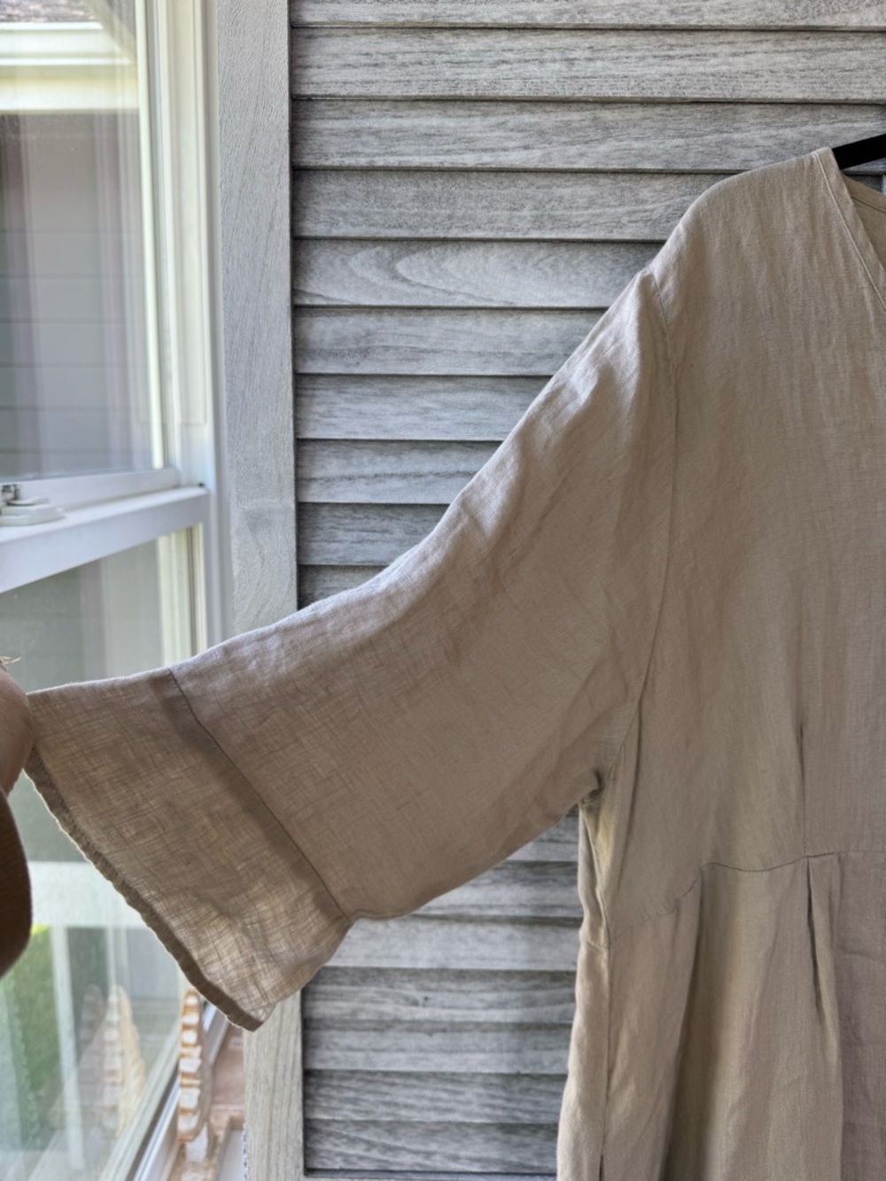 Flax Linen Midi Dress or Duster in Natural Beige - Picture 4 of 16